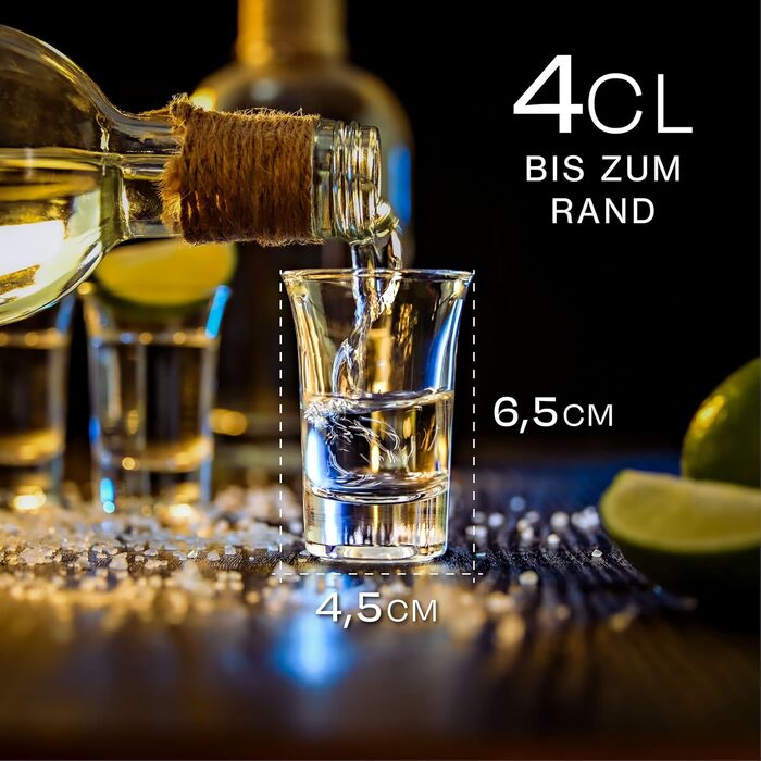 Набір скляних шотерів Praknu 24 шт, 4cl - для напоїв, міцне скло, стійкі до посудомийної машини