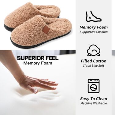 Зимові домашні тапочки для жінок та чоловіків, теплі, з ведмежого хутра, плюшеві, комфортні, з пам'яті ефекту, антиковзаючі, білі (44/45 EU, Коричневий)