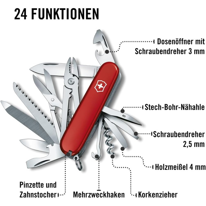 Мультитул Victorinox Handyman: 24 функції, ніж, відкривачка для консервів та корка, Швейцарський  ніж