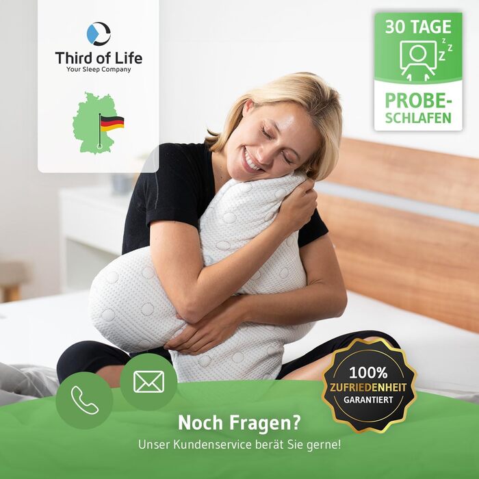 Ергономічна подушка для сну на боці ACAMAR з ефектом пам'яті (Memory Foam) та терморегулюючим чохлом з алое вера, біла