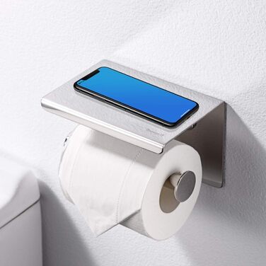 Тримач туалетного паперу Ibergrif з 2 способами монтажу, без свердління, з полицею, нержавіюча сталь (полірована)