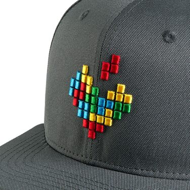 Кепка Nebelkind Snapback з піксельним дизайном, універсальний розмір, регульована, unisex, якісна бейсболка в стилі streetwear, ретро, сіра, багатокольорова