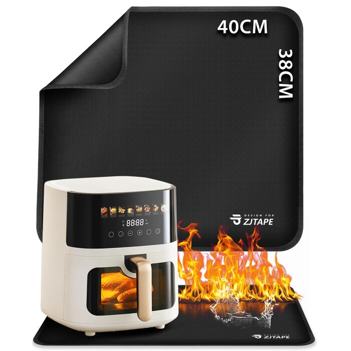 Термостійкий килимок для захисту від нагрівання 60x40 см, вогнестійкий килимок для кухонних стільниць, силіконовий килимок для фритюрниці, кавомашини (40 см x 38 см, Чорний)