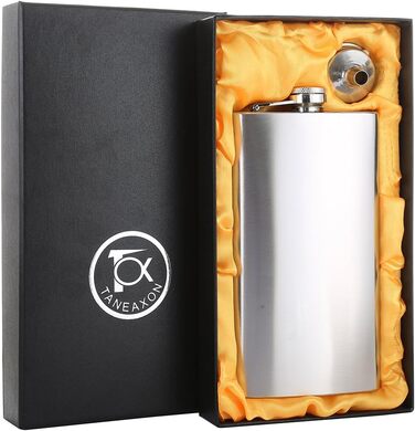 Фляга TANEAXON з воронкою та коробкою, нержавіюча сталь, без витоку (срібна, 355 мл)