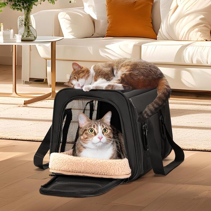 Транспортна переноска для котів та собак Petsfit - складана сумка-переноска для авто, чорна, M (45,5 x 28 x 28 см)