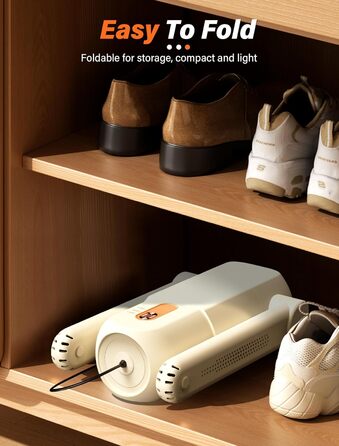 Електричний сушильник для взуття та черевиків з таймером 120 хв, UV-підсвічуванням, складний дизайн (Бежевий)