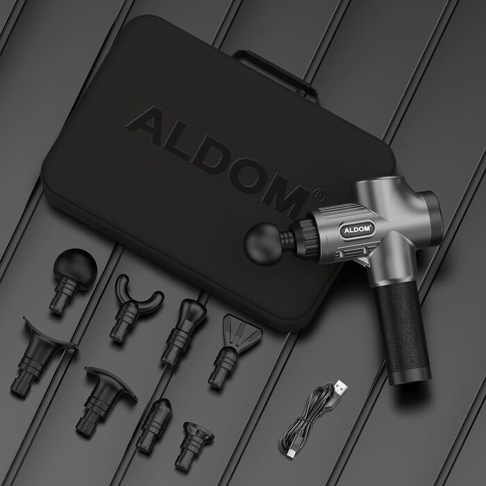 ALDOM Electric Massage Gun - Muscle Therapy Device with 30 Speed Settings & 8 Attachments - Percussion Massager for Men & Women