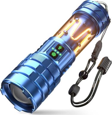 Потужний LED ліхтар 1000000 люмен: ліхтар з підзарядкою, збільшенням, 11 режимів, водонепроникний тактичний ліхтар для кемпінгу, відпочинку на природі, надзвичайних ситуацій (Морський колір)