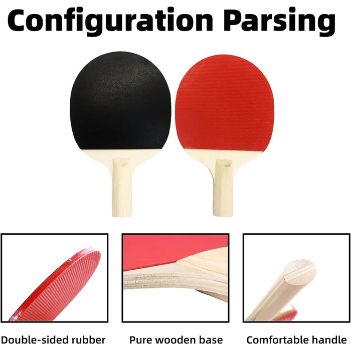 Набір для настільного тенісу з регульованою ручкою та сіткою, ідеальний для гри в приміщенні та на вулиці, тренувань (пакет 2)