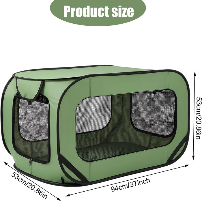 Транспортна переноска для собак та котів, складана Pop-Up, 94x53x53 см, зелена