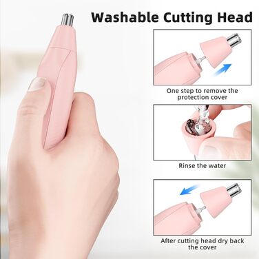 Триммер для носа та вух для жінок: безболісний, USB, 2-в-1, рожевий