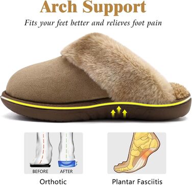 Жіночі домашні тапочки Jiajiale: зручні, пухнасті сліпони для зими з м'якою устілкою та зносостійкою гумовою підошвою (39 EU, Коричневий)