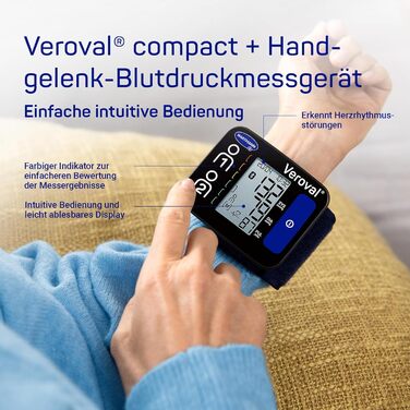 Тонометр Veroval Compact + на плечі, BPU 26: виявлення фібриляції передсердь (AFib), передача даних у додаток, Bluetooth