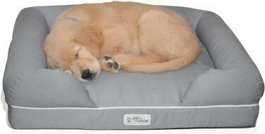 Крісло-лежанка для собак та котів PetFusion Ultimate Memory Foam, сірий колір, 64 x 51 x 14 см