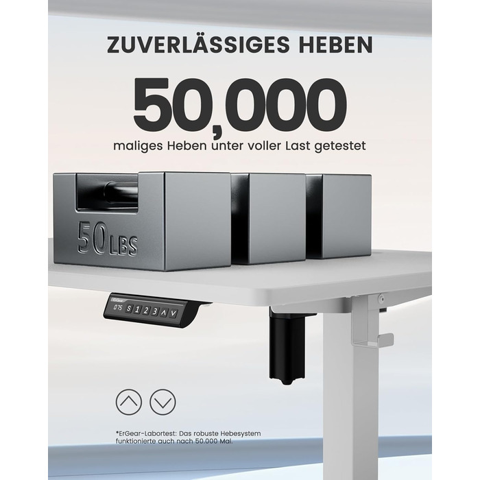 ErGear Electric Standing Desk - 100x60cm - Height Adjustable Desk with Memory Function for Home Office & Connection Plate