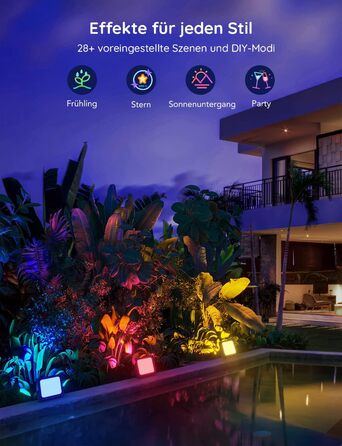 Govee Smart LED Flood Light, RGBICWW WiFi Outdoor Flood Light Works with Alexa, 2700-6500K, Dimmable LED Light with Color Changing, IP66 Waterproof, 4-Pack Outdoor Christmas Decoration
