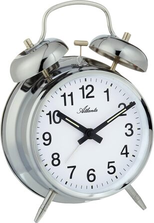 Atlanta Mechanical Analog Alarm Clock Silver 1054-19