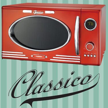 Мікрохвильова піч Melissa Retro 16330129 – 23 літри, 1000 Вт, з грилем, металевий колір