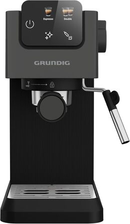 Кавоварка еспресо GRUNDIG KSM 4330 з паровою насадкою для молока, для меленої кави, знімний резервуар для води, сенсорний дисплей, 1626 Вт, функція пам'яті, чорна