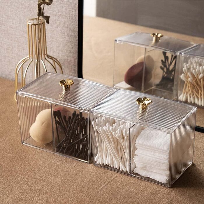 Контейнер для ватних паличок та дисків, органайзер для ванної кімнати, прозорий, 2 шт.