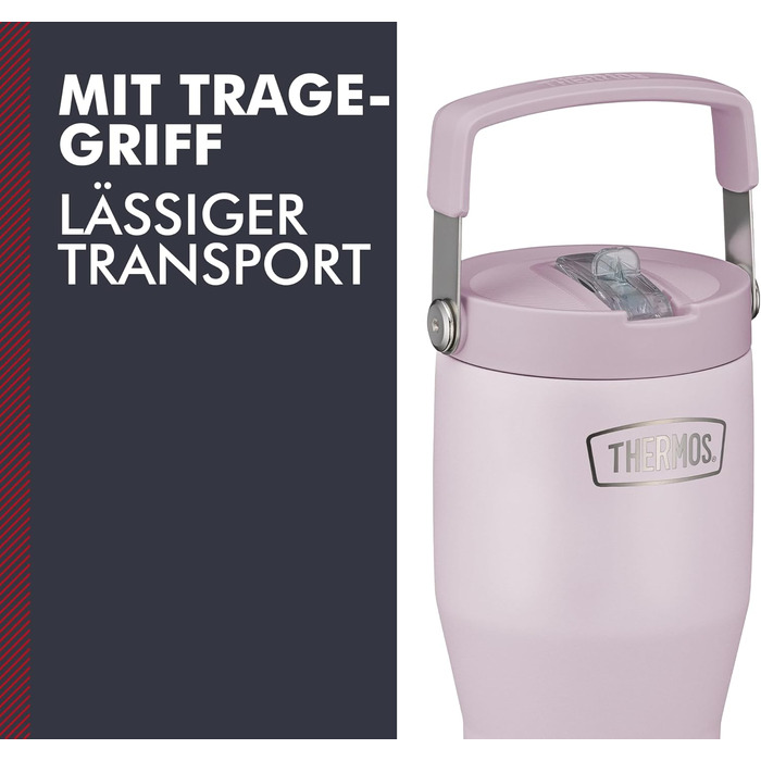 Термос REFRESHING SERIES з подвійними стінками, 850 мл, з трубочкою та ручкою (Лаванда Матова)