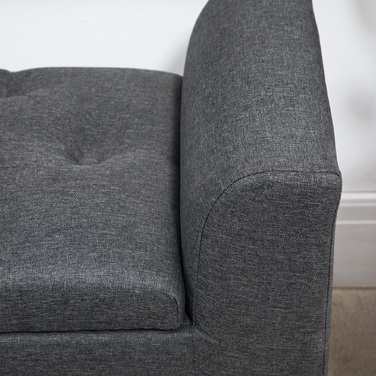 HOMCOM Storage Bench with Cushion, Ottoman, Storage Stool, Chest Seat, Load Capacity up to 130 kg, Linen-Touch Dark Grey, 116 x 44 x 58 cm for Entryway & Living Room