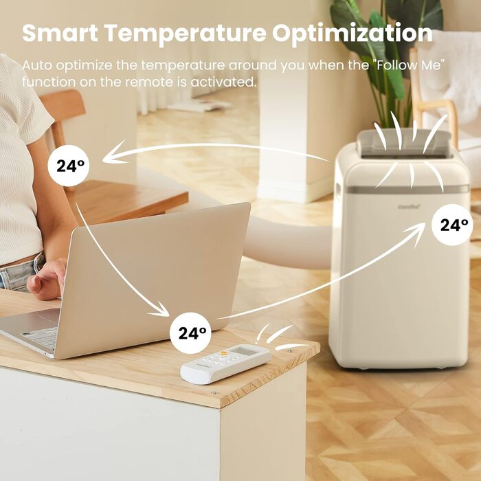 Мобільний кондиціонер Comfee Breezy Cool Pro 2.0, 7000 BTU (2kW), охолодження, вентиляція, осушення, керування через додаток, для приміщень до 68 м³