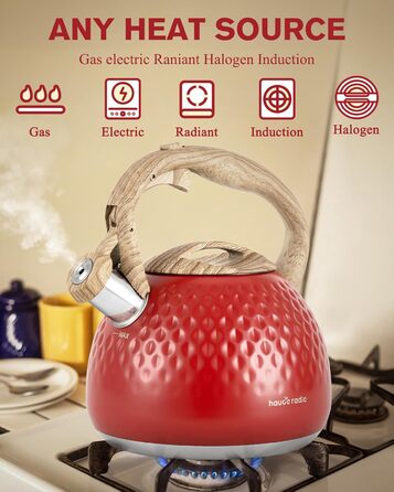 Чайник для заварювання Teekessel 2,7 л з емальованим покриттям зеленого кольору з імітацією дерева, з носиком, з нержавіючої сталі, антипригарний, з термостійкою ручкою оливкового кольору (Класичний червоний)