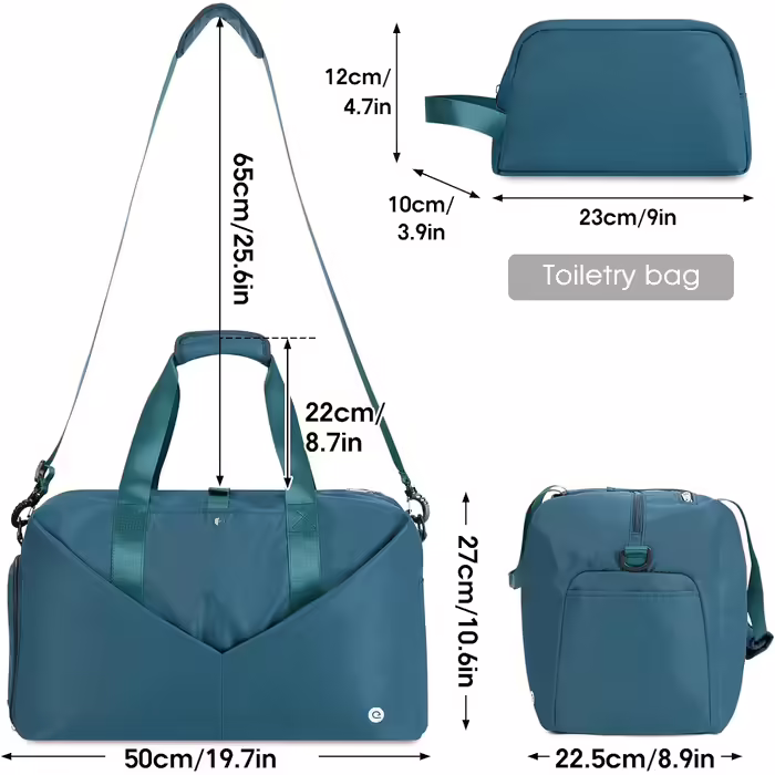 Sport Bags Classic with Shoe Compartment and Wet Compartment Portable Overnight/Weekend Bag Travel Bag Yoga Bag for Women and Men Gym Bag (Teal)