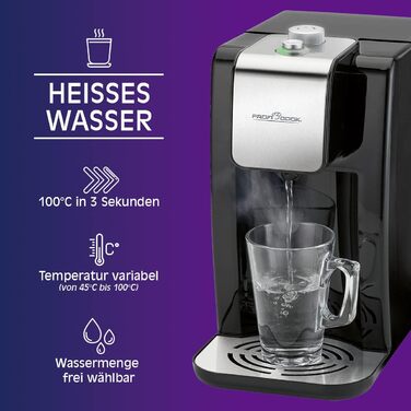 ProfiCook® Hot Water Dispenser | hot water in 3 seconds | Kettle | 2.2 liter capacity | boiling water at the touch of a button | stainless steel housing | stainless steel display | 2600 watts | PC-HWS 1168