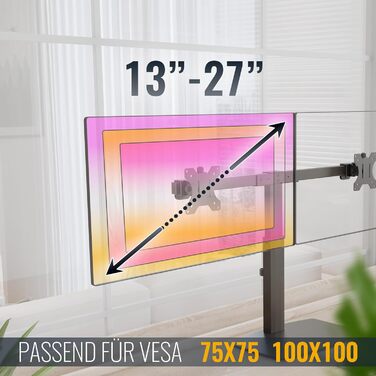 Підставка для монітора RICOO TS4111 для 2 моніторів, газ-амортизатор, 13-27 дюймів