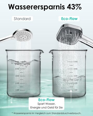 Економний душовий насадок з діаметром 135 мм, ручна лійка з антинакипною функцією, силікон харчового класу, економія води 43%, AirMix, 3 режими, хром (без шланга)