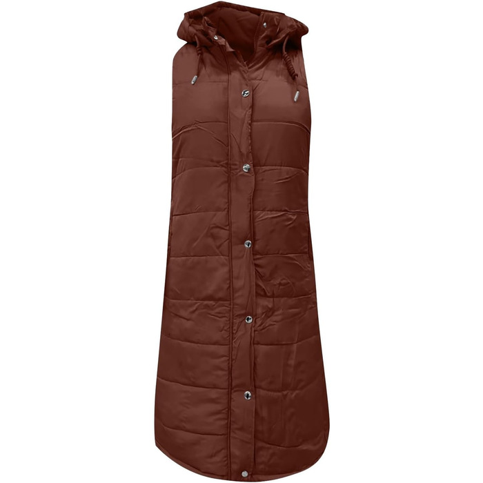 Жіноча тепла куртка з капюшоном, пухова, легка, тепла, для активного відпочинку, довга, великий розмір (XXL, коричнева)