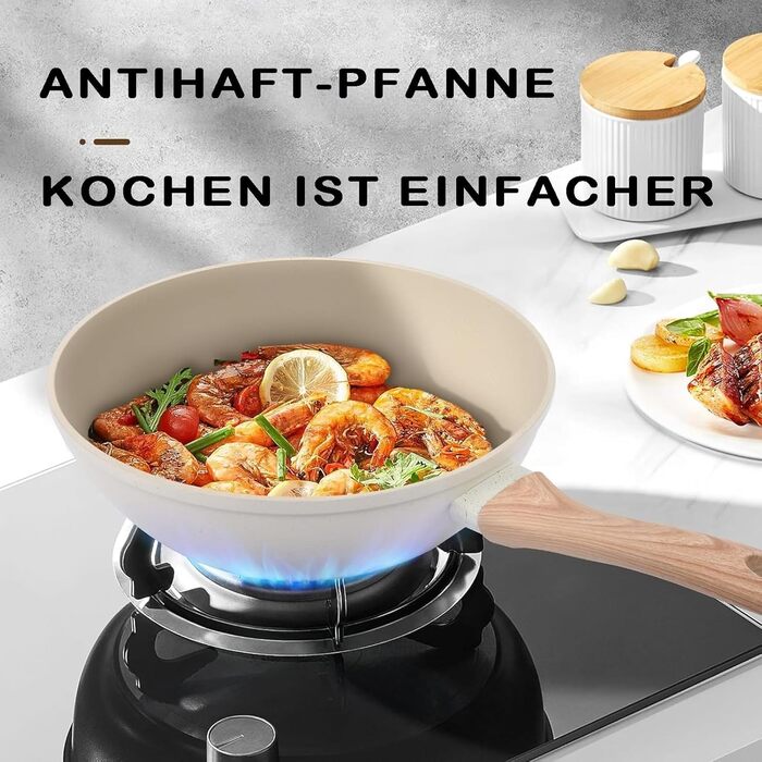 Набір каструль 12 шт. Induktion Kochset: Набір посуду з медичного каменю з кришкою, антипригарне покриття. Ідеально для приготування, смаження та випікання (чорний)