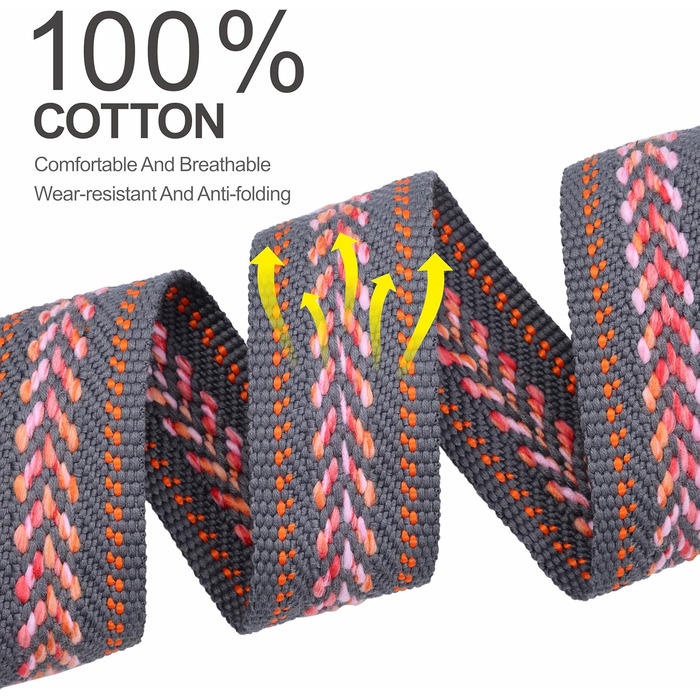 Гітарний ремінь 5,1 см з бавовни, з шкіряними кінцями для бас-, електро- та акустичних гітар (Сірий)