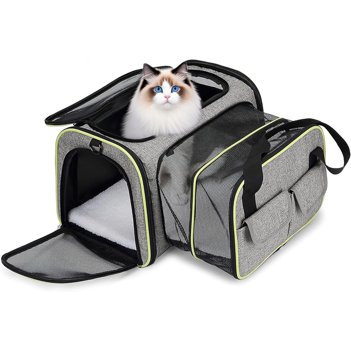 Розширювана переноска для котів та собак ALLOPET. Складана переноска для тварин, портативна сумка-переноска для котів та собак. Підходить для подорожей, прогулянок, кемпінгу (Світло-сірий, L)