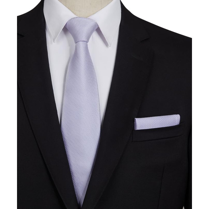 Краватка Hisdern для чоловіків: однотонна краватка з нагрудним хустиною. Класичний комплект для весілля, ділових зустрічей та свят. (Ліловий)