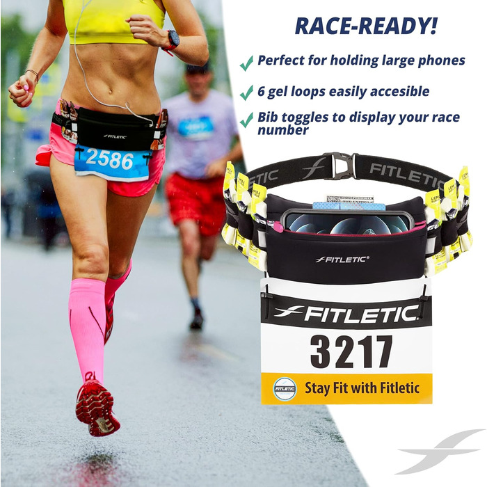 Пояс для бігу Fitletic з неопрену, сумісний з iPhone 5, 4S, 4, 3GS та іншими смартфонами, чорний