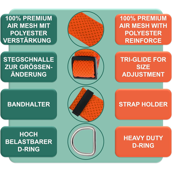 Преміум нашийник для собак DEY Air Mesh | Регульований | для малих, середніх та великих собак | багато кольорів та розмірів | нашийник для собак та котів | нашийники для собак | нашийник для цуценят | Рожевий, M ([XS/S] - 1,5 x 21-30 см, Оранжевий)
