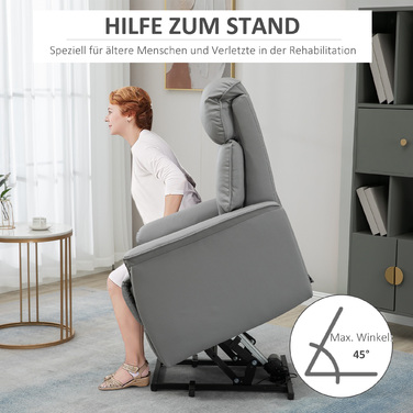 HOMCOM electric lift chair, upholstered recliner with lift assist and reclining function, TV chair with remote control