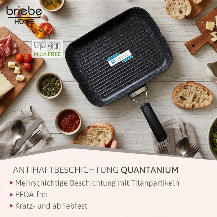 Гриль-сковорода Brieve Black Titanium індукційна, алюмінієва з антипригарним покриттям, складана, 34x24 см