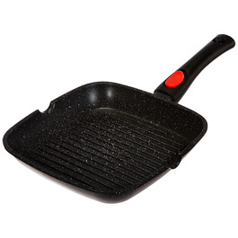 Kamberg Гриль-сковорода 24x24 см з антипригарним покриттям під камінь, знімною ручкою, алюмінієвий литий метал, для всіх плит (індукція), без PFOA