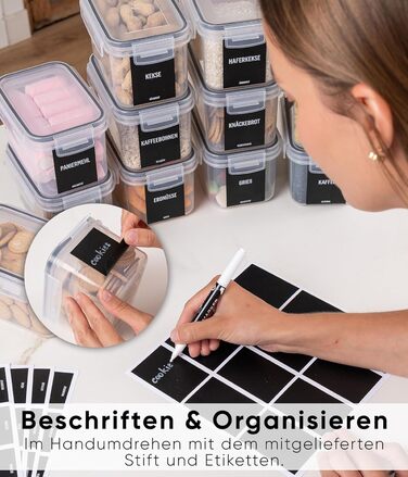 Набір контейнерів для зберігання Deco haus® (24 шт.) з кришкою, чорний - для продуктів, кухні, організації