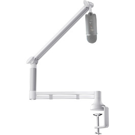 Низькопрофільний мікрофонний важіль, міцний тримач для мікрофона з кріпленням до столу 7 см, адаптери 3/8' та 5/8', для Blue Yeti, подкастів, геймінгу, вантажопідйомність до 2 кг, білий