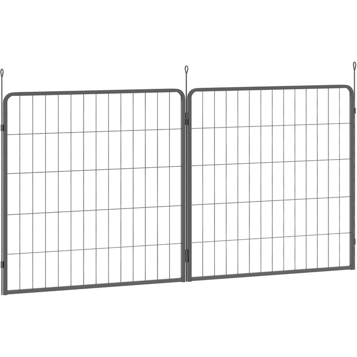 PawHut Розширювальні панелі для вольєру для собак (2 шт.), 80 x 80 см, сталевий загородження для цуценят та собак середніх розмірів, сірий