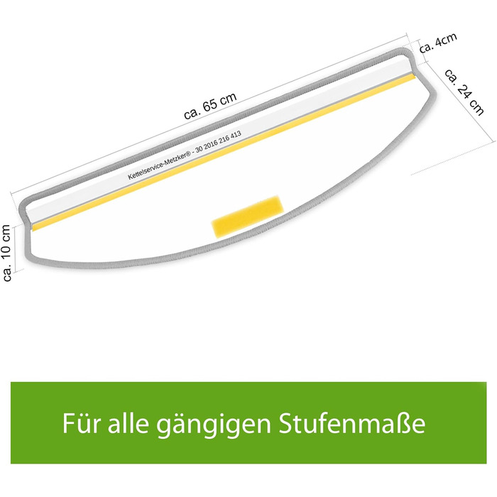 Ступінчасті килимки для сходів Prerow від Kettelservice-Metzker, напівокруглі, антрацит, 15 шт.