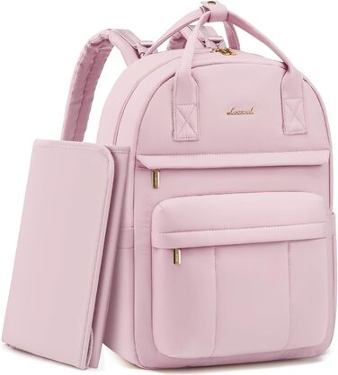 LOVEVOOK Рюкзак-переноска для мами та тата з пеленальною підкладкою, сумка для підгузків, рюкзак для візка, велика сумка для дитини, клінічна сумка, сумка для пологового будинку, для новонароджених (M, світло-рожевий)