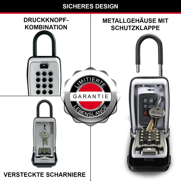 Master Lock Key Safe with Push Button - Outdoor Key Lock Box (Hinged)