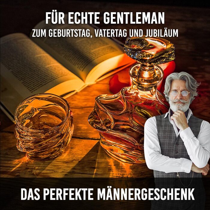 Набір віскі 5 предметів: графин 750 мл та 4 келихи 330 мл. Ідеальний подарунок на день народження та День батька. Безпечний, без свинцю, BPA-Free.