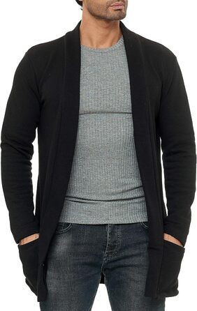 Кардиган чоловічий Redbridge, куртка-світшот, сако, довгий крій (XXL, чорний)